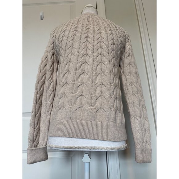 Talbots Petite Beige Cable Knit Sweater With Button Details Size P Soft Cozy - Picture 2 of 8